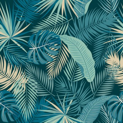 Beige en blauwe tropische bladeren