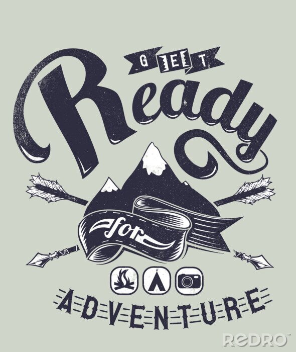 Canvas Bergafbeeldingen en avontuurlijke letters