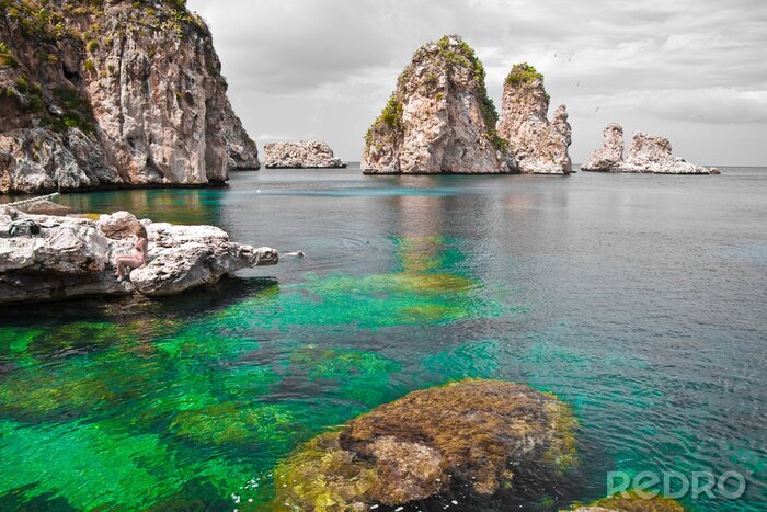 Canvas Bergen en turquoise zee