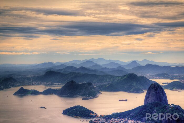 Canvas Bergen in de avond