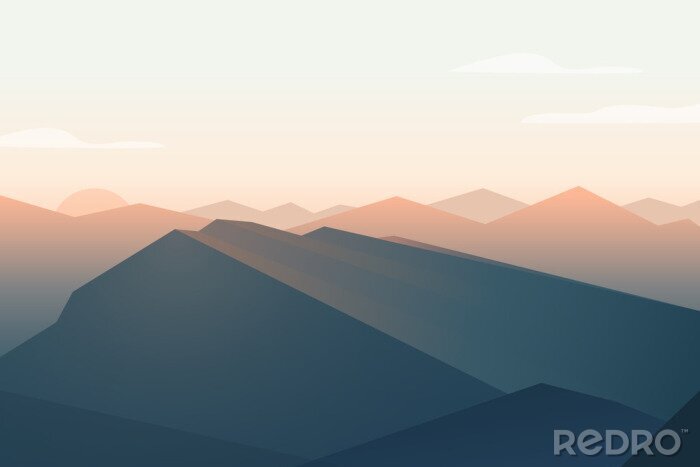 Canvas Bergen landschap. Zonsondergang