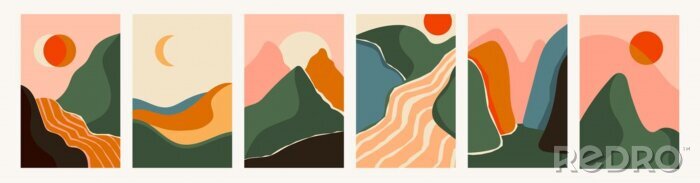 Canvas Bergpanorama's in moderne illustraties