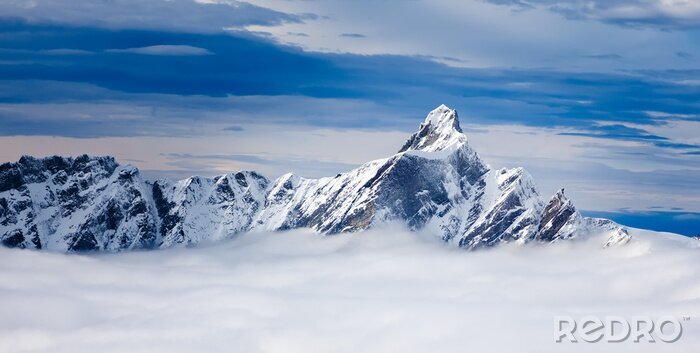 Canvas Bergtoppen in de wolken