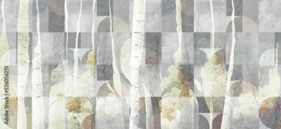 Berken op een geometrische achtergrond