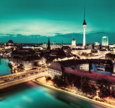 Canvas Berlijn, Duitsland belangrijke monumenten in de nacht