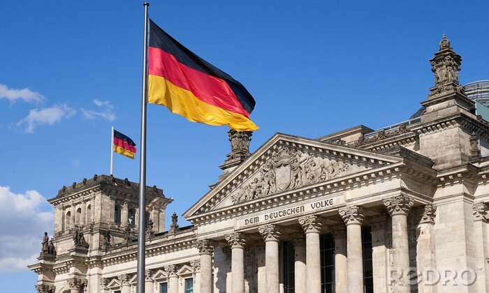 Canvas Berlijn en de vlag van Duitsland