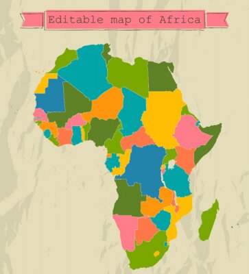 Bewerkbare kaart van Afrika met alle landen.