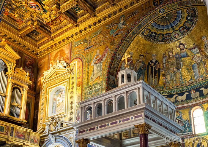 Canvas Binnen in de basiliek in Rome