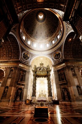 Canvas Binnen in de St. Peter Basiliek, Vaticaanstad