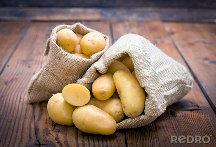 Canvas Biologische aardappelen in de jutezak
