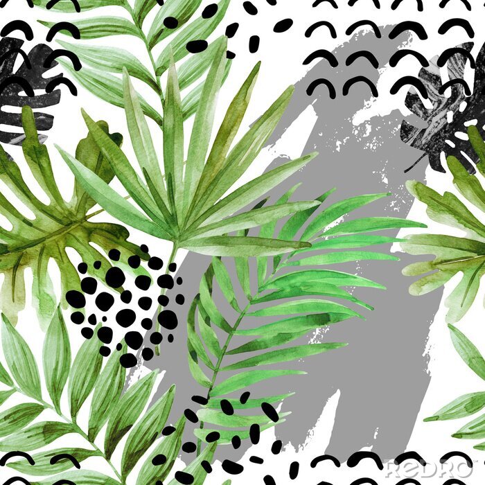 Canvas Bladeren bovenop een abstracte achtergrond