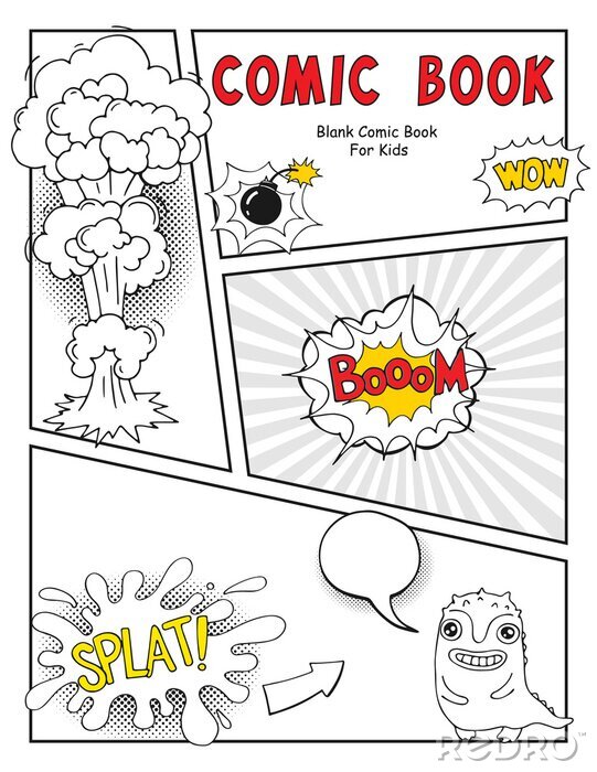 Canvas Blank Comic Book, Mock up with empty speech bubbles