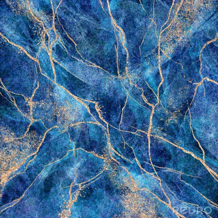 Canvas Blauw gebarsten marmer