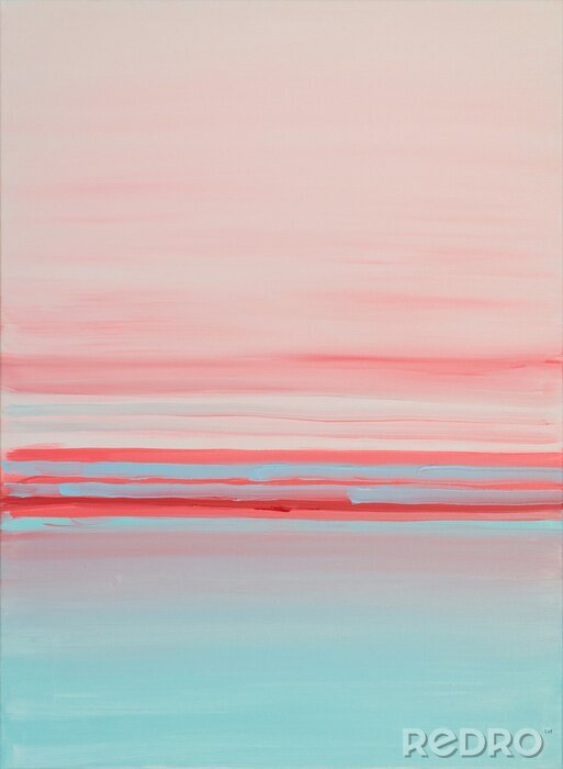 Canvas Blauw roze abstact interieur olieverfschilderij