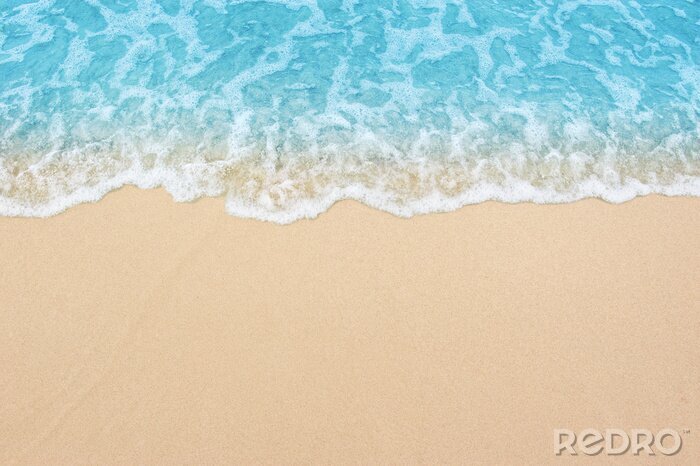 Canvas Blauw water en strand
