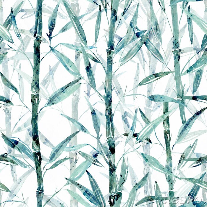 Canvas Blauwe bamboetakken