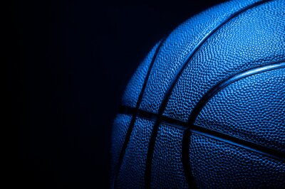 Canvas blauwe basketbalbal van dichtbij