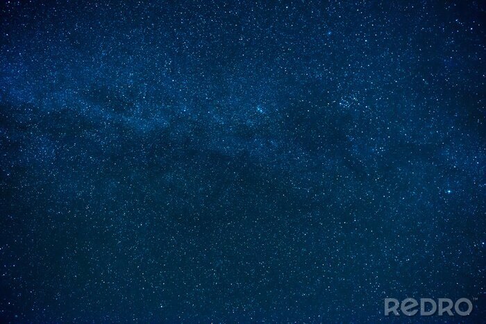Canvas Blauwe donkere nacht hemel met veel sterren