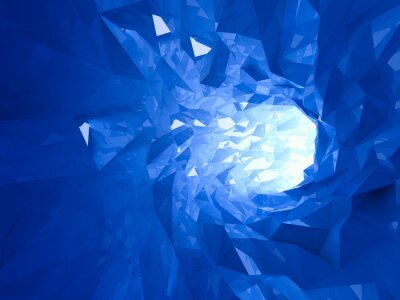 Canvas Blauwe glazen tunnel