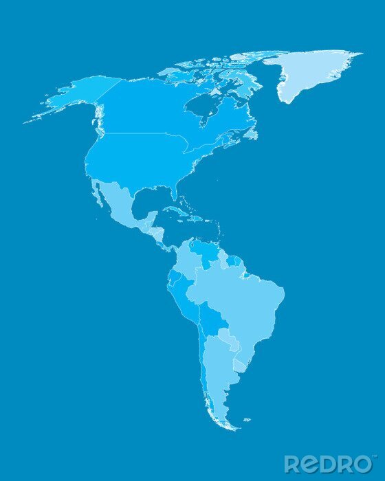 Canvas Blauwe kaart van Amerika