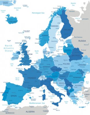 Blauwe kaart van Europa