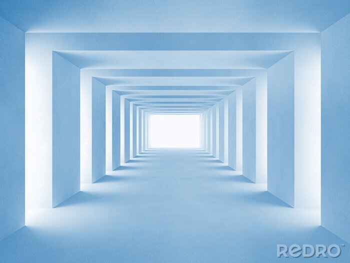 Canvas Blauwkleurige tunnel