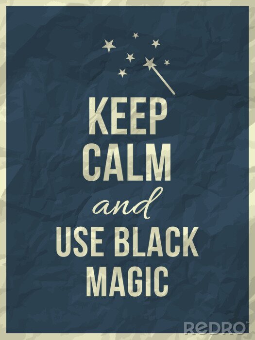 Canvas Blijf kalm en gebruik zwarte magie citaat op verfrommeld papier textuur