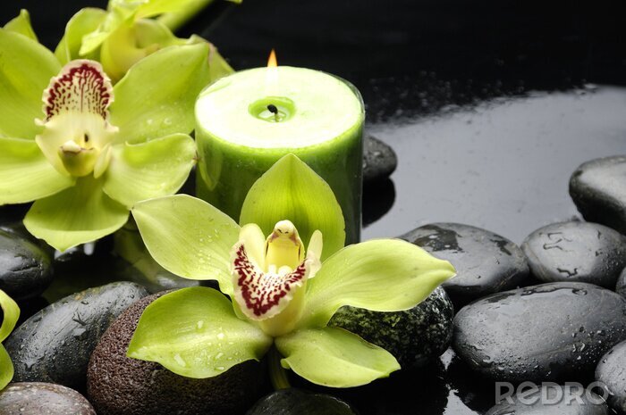 Canvas Bloemen en kaars