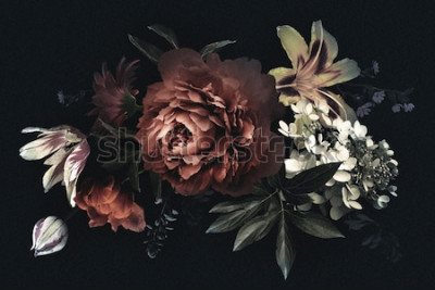 Canvas Blumen in einem Retro-Bouquet