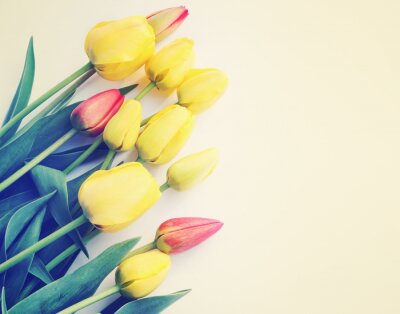 Canvas Boeket van tulpen, vintage