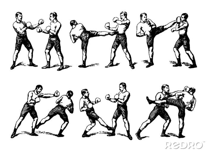 Canvas boksers vechten in retrostijl