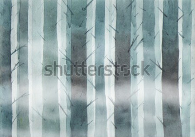 Canvas Bomen geschilderd met waterverf