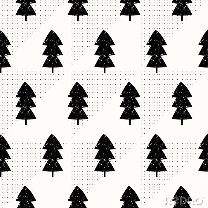 Canvas Bomen op een heldere geometrische achtergrond