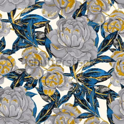 Canvas Botanisch patroon met bloemen