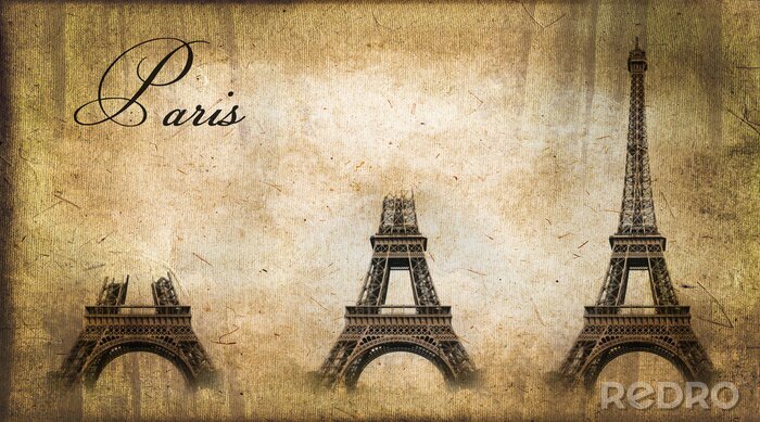 Canvas Bouw van de Eiffeltoren retro