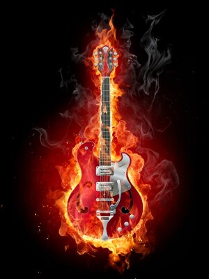 Canvas Brandende gitaar