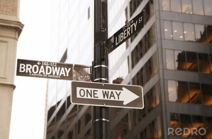 Canvas Broadway en een manier verkeersbord, New York