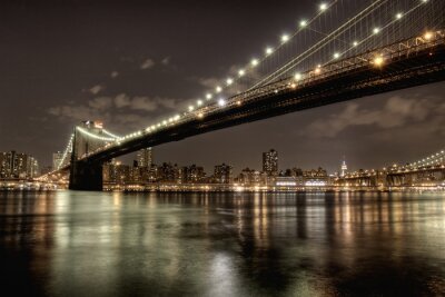 Canvas Brooklyn Bridge bij nacht in HDR