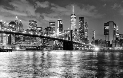 Canvas Brooklyn Bridge in New York zwart wit landschap