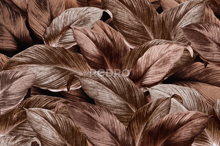 Canvas Bruinachtige koperen bladeren