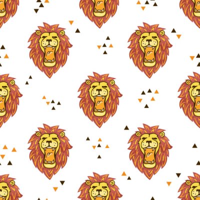Brullende leeuwen en driehoeken op een witte achtergrond
