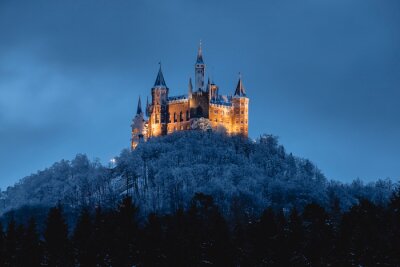 Canvas Burg Hohenzollern im Winter, beleuchtet