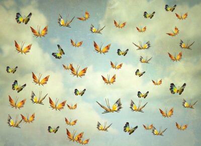 Canvas Butterflies in the sky