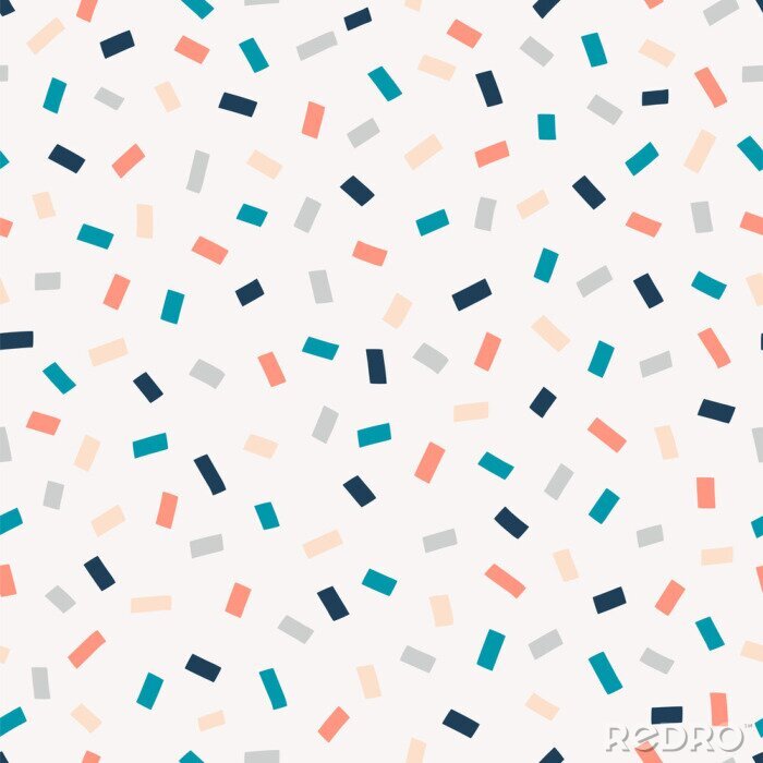 Canvas Chaotic rectangles hand drawn vector seamless pattern. Confetti geometrical minimalist texture. Colourful simple illustration on light background. Abstract backdrop, wrapping paper textile design