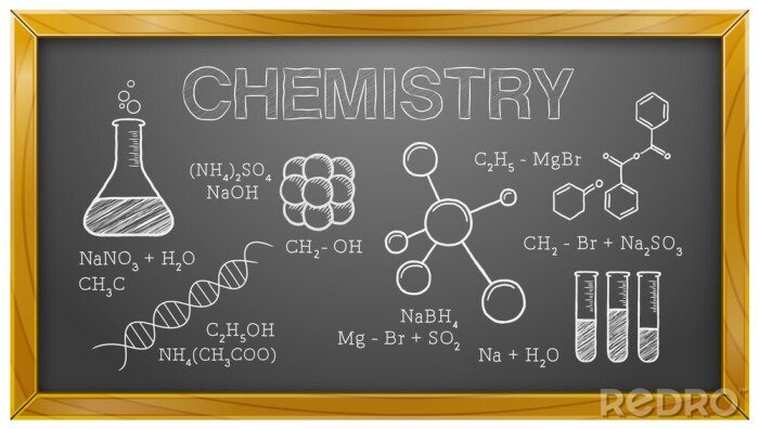 Canvas Chemische formules op een zwart bord