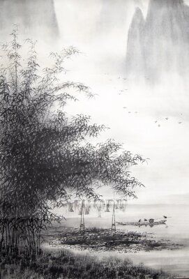 Canvas Chinese traditional painting of landscape