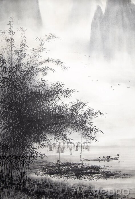 Canvas Chinese traditional painting of landscape