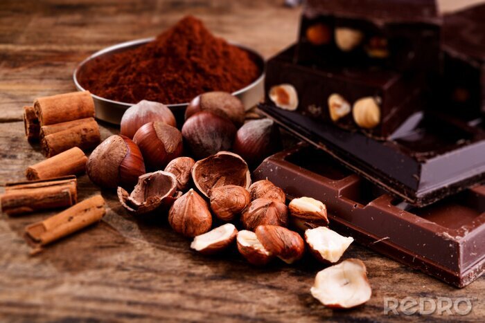 Canvas chocolade en ingrediënten - tilt shift effect foto