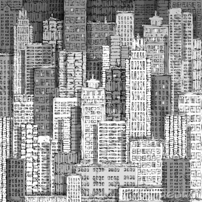 Canvas Cityscape rooilijn art Vector Illustration