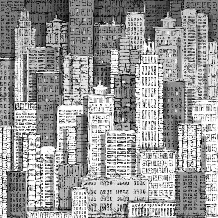 Canvas Cityscape rooilijn art Vector Illustration